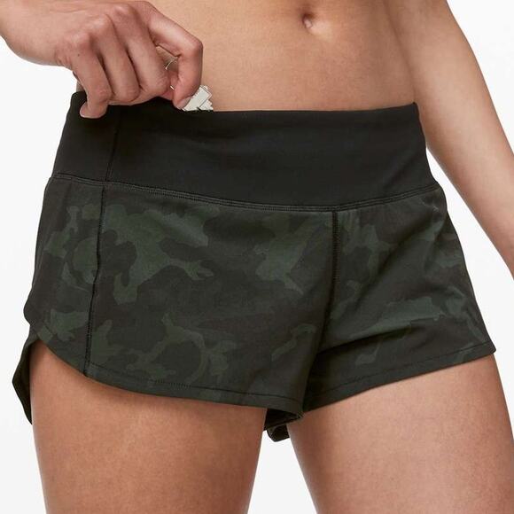 Lululemon Speed Up Short 2.5" Incognito Camo Multi Green Black Women's Sz 4 EUC - Picture 4 of 10